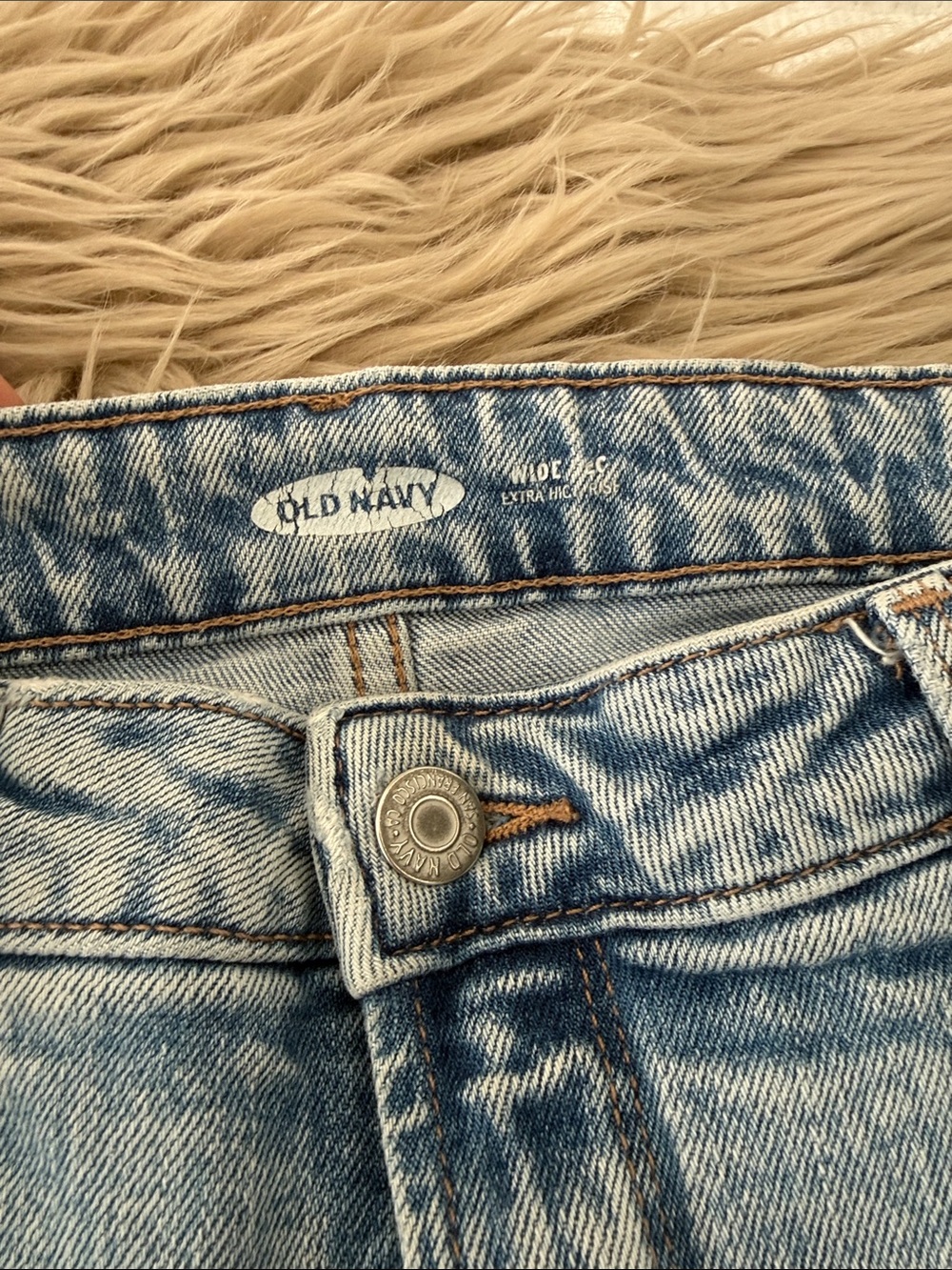 Old Navy Light Blue Denim Wide-Leg High-Rise Jeans Crop